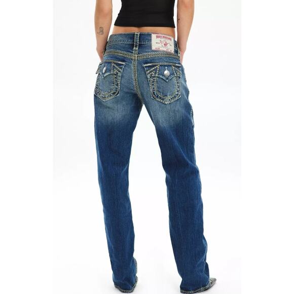True Religion Ricky Super QT Lurex Metallic Pocket Relaxed Jean Womens Sz 32 NWT - Picture 1 of 16